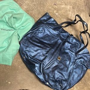 Tiffany circa 2011 suede metallic large reversible tote made in Italy